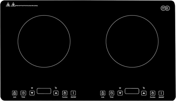 OMEO Portable Double Induction Cooktop 2 Burner Electric Cooktop, Touch Control 110V Induction Cooker with Safety Lock, Pause, Auto Shutoff Timer Setting, 9 Heating Level and Overheating Protection