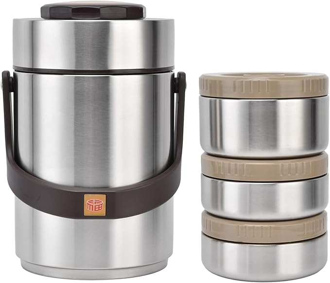 Yosoo 304 Stainless Steel Vacuum Insulation Lunch Box Adult Lunch Pot Office Workers Sealed for 2000Ml Capacity Insulated Food Jars (Original Color)