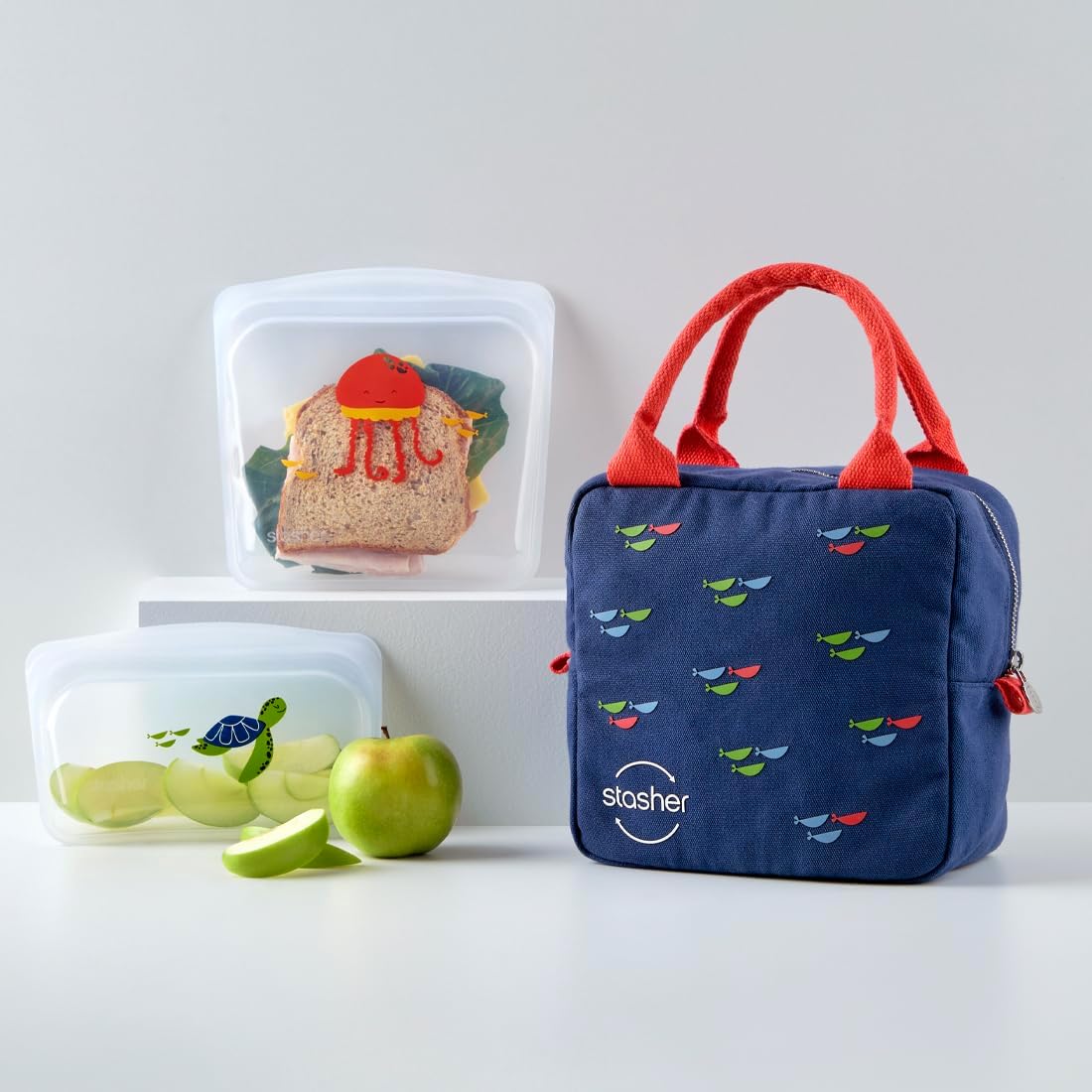 Stasher Premium Silicone Reusable Food Storage Bags & Lunch Bag, 3-Pack, Multi-Use Lunch Bag, Travel Containers, BPA Free, Leak-free, Dishwasher Safe, Eco-friendly