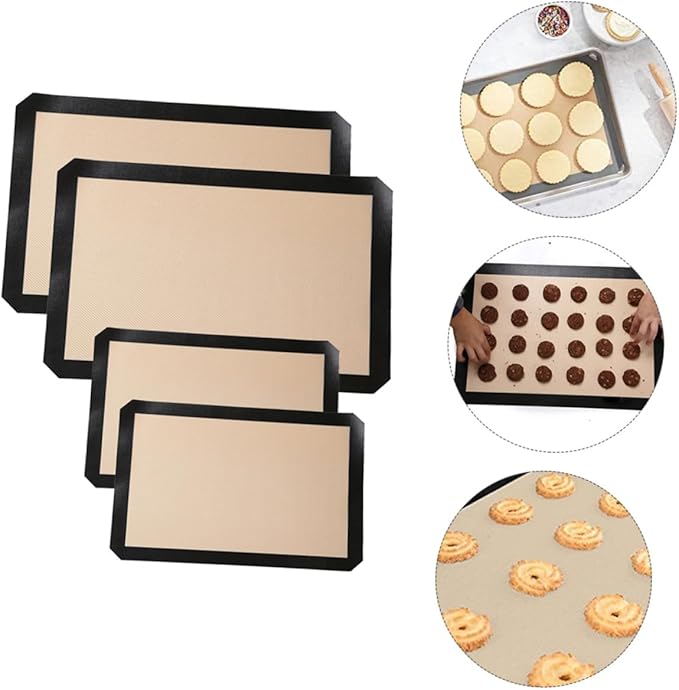 IMIKEYA 4pcs Silicone Baking Mats Non-stick Heat Resistant Pad Reusable Baking Liners for Pastry Bread and Cake