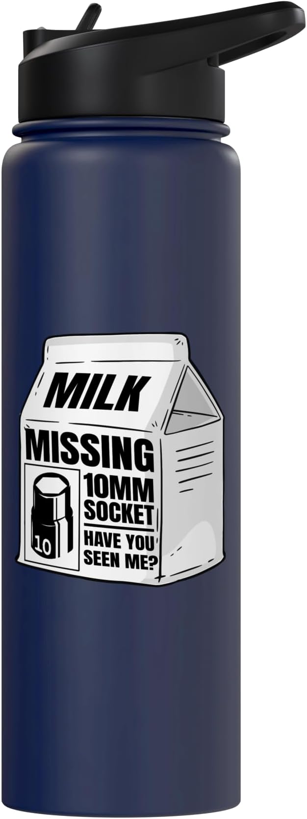 Missing 10mm Socket Milk Carton Funny Car Mechanic Stainless Steel Insulated Water Bottle