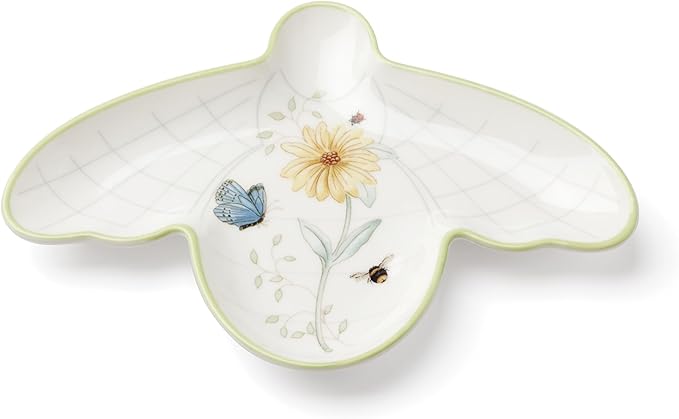Lenox Home And Kitchen, Butterfly Meadow Beehive Spoon Rest, Porcelain Material, Dishwasher Safe, Kitchen Decor, Coffee Bar Accessories, Butterfly And Flowers Design, Home Accessories (White, 1 Piece)