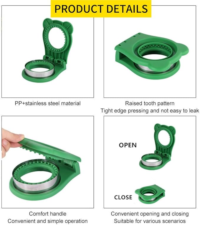 CHICHAUS Uncrustable Sandwich Maker,Sandwiches Pocket Circle Shape 3.7Inch Sandwich Cutter and Sealer,Sandwich Cutter for Kids Breakfast and lunchboxes (Green)