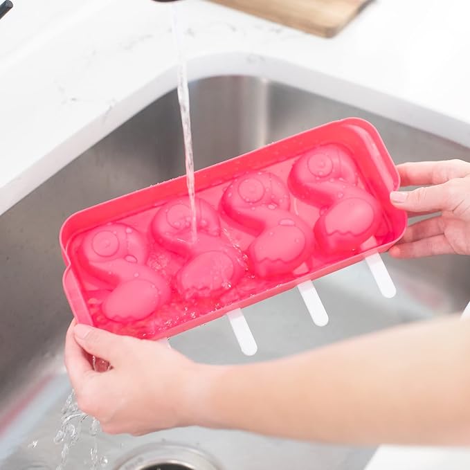 ZOKU Flamingo Ice Pop Molds, Stackable Easy-Release Ice Popsicle Tray with 4 Molds, Sticks, and Lid, BPA-free, Set of 2