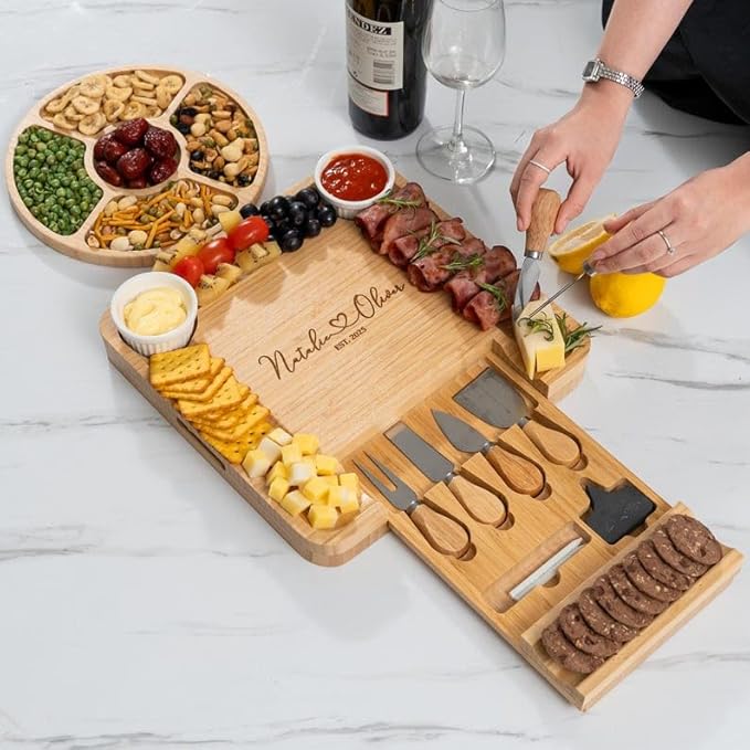 Personalized New Home Charcuterie Board, House Warming Cheese Board Gift Set - First Home Gifts, House Warming Gifts for Couple