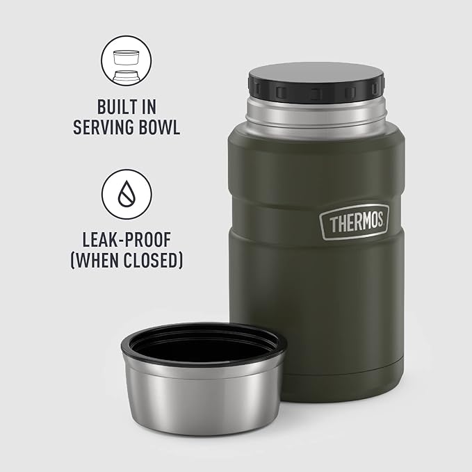THERMOS Stainless King Vacuum-Insulated Food Jar, 24 Ounce, Army Green (Pack of 4)