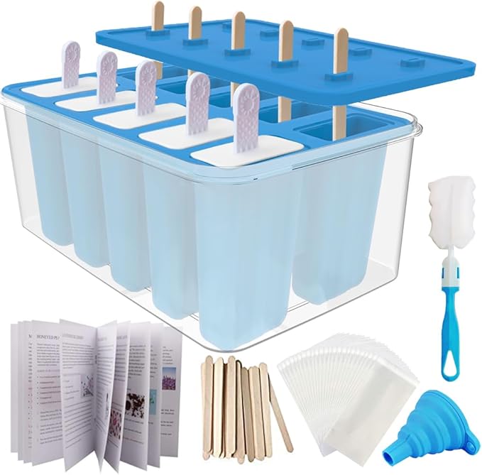 Miaowoof 10-Cav & 8-Cav Silicone Popsicle Mold for Kids, Non-BPA Premium Silicone Popsicles Molds Set