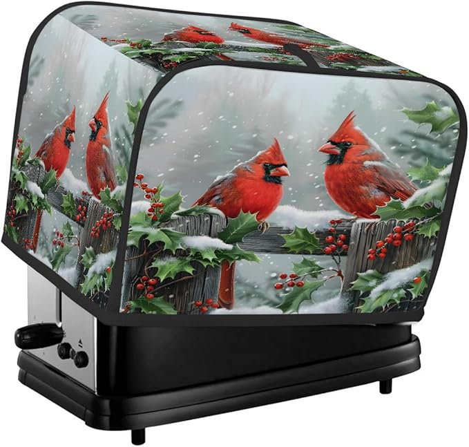 Winter Tree Cardinal Toaster Cover 2 Slice Dust and Fingerprint Protection Toaster Bread Maker Covers Washable Kitchen Small Appliance Covers for Kitchen Accessories Decor Bakeware Women Gift