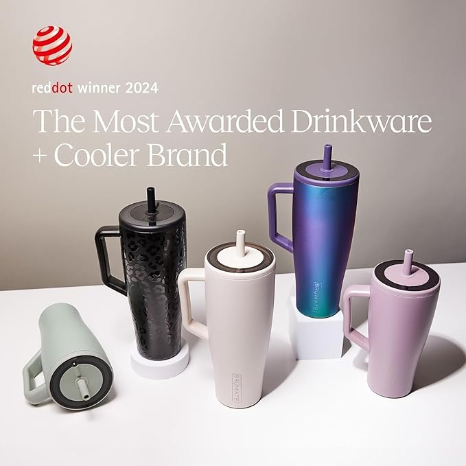 BrüMate Era 40 oz Tumbler with Handle and Straw | 100% Leakproof Insulated Water Bottle Tumbler with Lid and Flexible SoftSip Straw | Made of Stainless Steel | Cup Holder Friendly | 40oz (Glacier)
