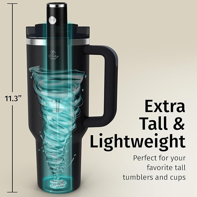 Zulay Kitchen Rechargeable Milk Frother Handheld - Lux 4 Whisks, Powerful 2-Speed Motor, Waterproof, 2000mAh Battery - Drink Mixer for Latte, Cappuccino, Matcha & Protein Powder - Silver