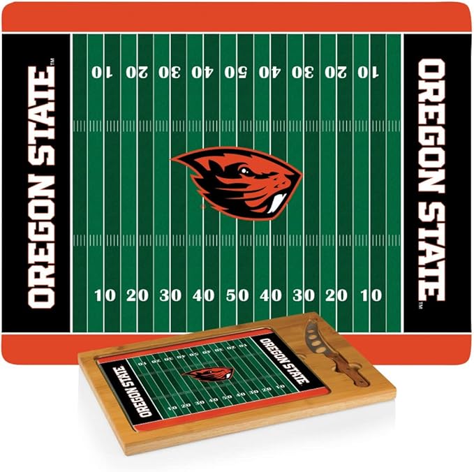 PICNIC TIME NCAA Icon Glass Top Cutting Board & Knife Set, Cheese Boards Charcuterie Boards, Serving Platter, (Parawood & Bamboo)