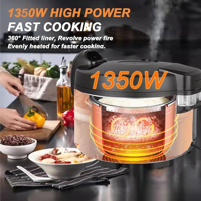 13L Commercial Large Capacity Rice Cooker for Resturant | 60 Cups rice cooked with One-Touch Operation | Auto keep warm for 12h