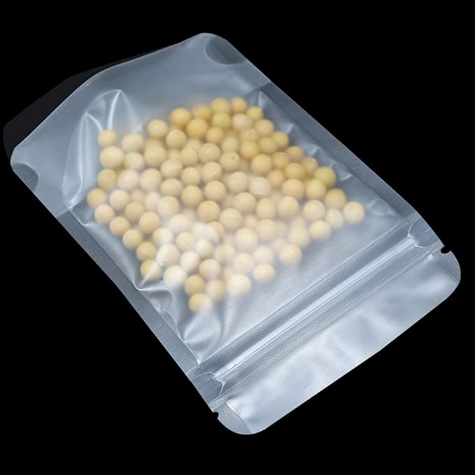 PABCK 100 Pack 3.9x5.9 inch Resealable Stand Up Bags Matte Clear Zipper Lock Heat Seal Pouches with Tear Notch for Zip Food Storage Lock Packing