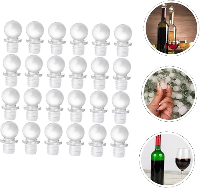 24pcs Glass Ball Wine Stoppers Bottle Stopper for Aromatherapy Perfume and Cosmetics