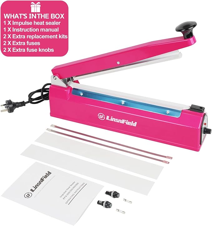 Sealer Pro, Patented 8-inch Impulse Heat Sealer, 2-mm Sealing Width Super Heavy Duty Bag Sealing Machine with Extra 2 Replacements, 1Fuse Included, Dragon Fruit