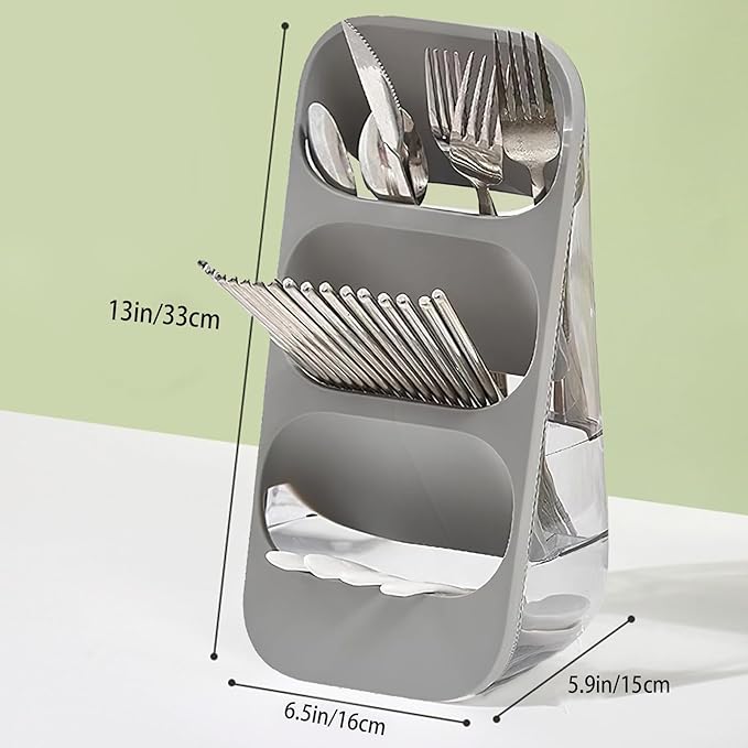 COVRA 3-Tier Large Capacity Kitchen Utensil Organizer – Minimalist Desktop Storage Box for Kitchen, Bedroom, Living Room & More (Gray)