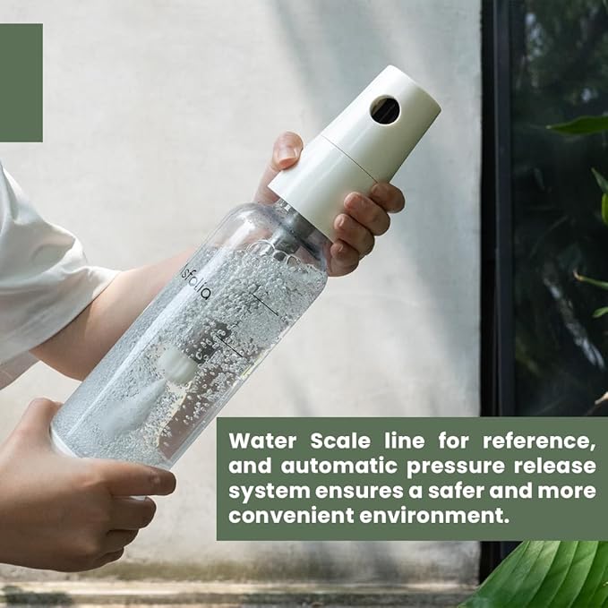 Portable Sparkling Water Maker - Travel Soda Maker for Home & Outdoor, 1L Carbonating Bottle, 10 pcs CO2 Cylinders, Compact Carbonated Water Machine for Flavored Drinks, Soda Machine (White)