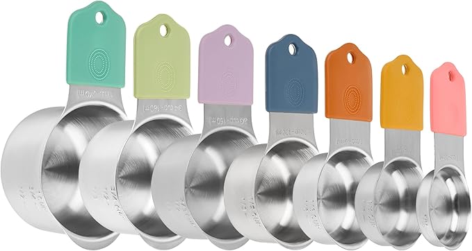 Magnetic Measuring Cups and Spoons Set 14, Stainless Steel Measuring Cups and Spoons Set for Dry & Liquid, Heavy Duty Metric Measuring cups & Spoons with Leveler for Baking & Cooking, Color