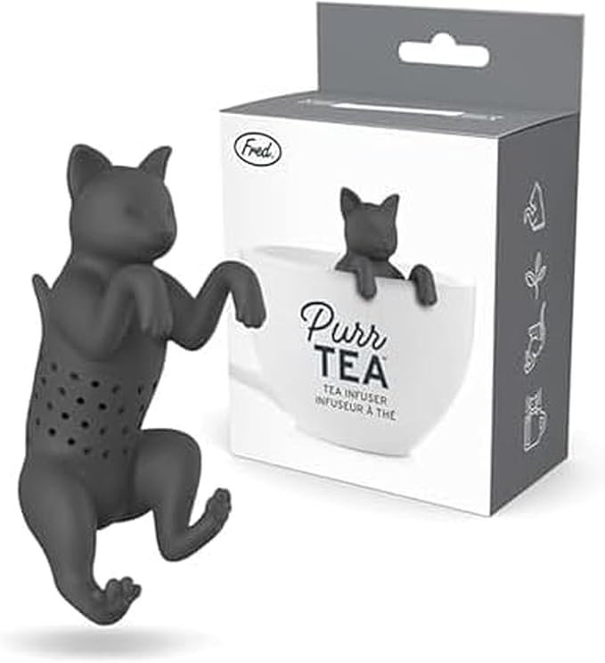 Genuine Fred, PURRTEA, Black Cat Reusable Silicone Tea Infuser, Black, Fun Gift for Tea Lovers, Clever Kitchen Gadget