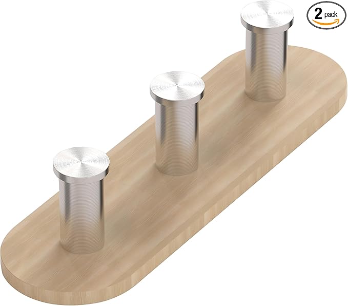 Kayqi Stainless Steel Simple Strong Adhesive Hooks, Sturdy and Durable, Suitable for Kitchen, Bathroom, Showroom, Office (2 Pieces) (Silver)