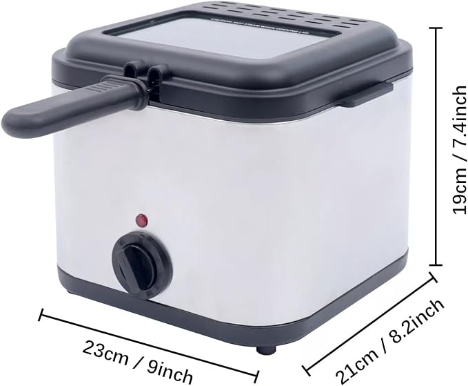 Electric Deep Fryer with Basket 1000W Countertop Deep Fryer Stainless Steel 2.5 L Oil Capacity for French Fry Restaurants Fast Food Stands Snack Bars Parties