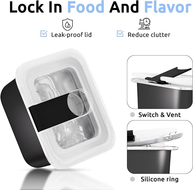 Bakpoco Stainless Steel Snack Lunch Containers for Kids, 3 Packs 12 oz Leak-Proof Lunch Box Containers, Microwave-Safe, Convenient Metal Small Food Storage Container with Lid for School, Work