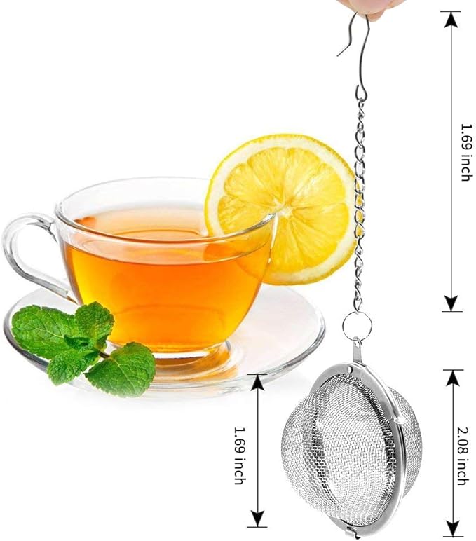 Fu Store 2pcs Stainless Steel Mesh Tea Ball 2.1 Inch Tea Strainers Teas Infuser Strainer Filters for Teas
