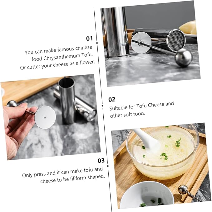GLEAVI 3 pcs Stainless Steel Chrysanthemum Tofu Cutter Mold Tofu Press Maker for Home Cooking Create Beautiful Shaped and Cheese with Ease