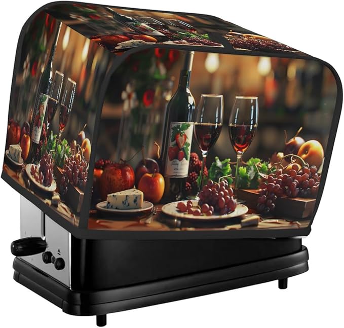 Fruit Apple Grape Wine Toaster Cover 2 Slice Dust and Fingerprint Protection Toaster Bread Maker Covers Washable Kitchen Small Appliance Covers for Kitchen Accessories Decor Bakeware Women Gift