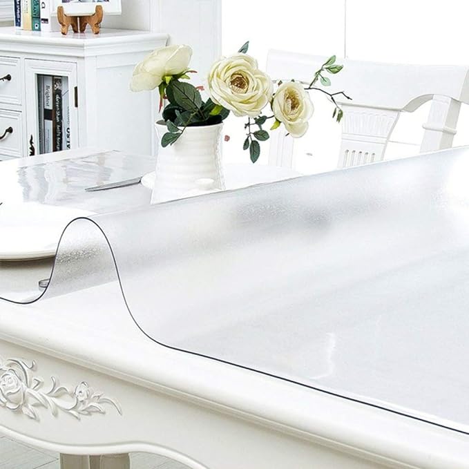 NECAUX Custom Multisize 1.5mm Thick Frosted PVC Table Cover Protector - 16 x 60 Inch Rectangular Plastic Table Cover Desk Pad Mat for Office & Computer Desk/Console Table/Media Stand
