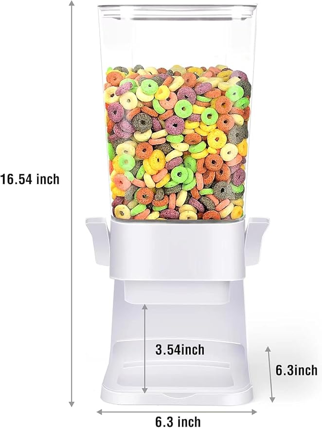 Cereal Dispenser Countertop Large Cereal Containers Storage Dispenser For Pantry Dry Food Dispenser Countertop Rice Candy Dispenser Machine For Snack,Nuts, Granola(White,3 pack)