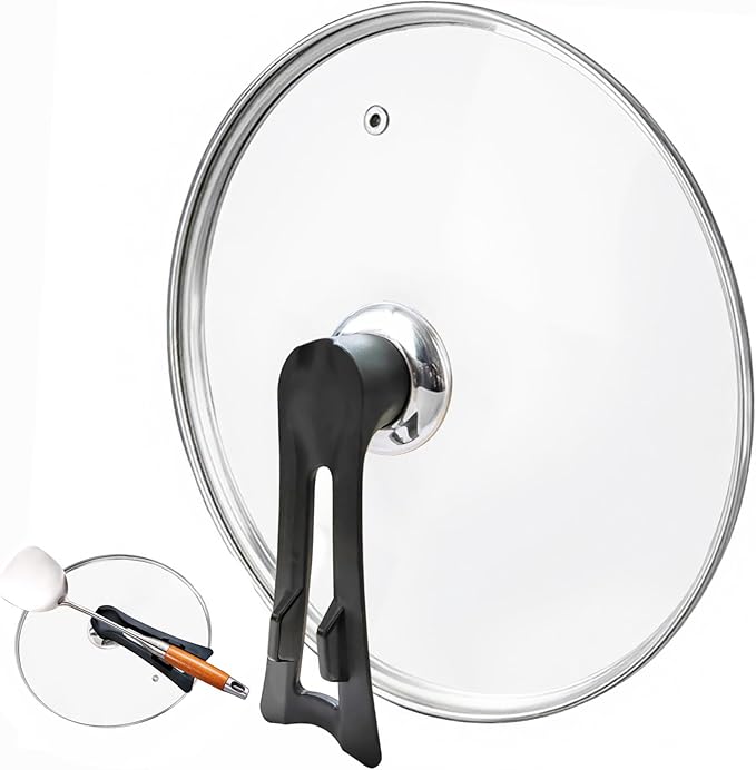 Glass Lid For Pots, Pans and Skillets, Round Tempered Clear Glass Cover Replacement with Steam Vent, Heat Resistant Handle, 11″, 12″, 12.5″, 13.5″ And 14″,12 Inch Fit Inner dia 11.7″-12.1″