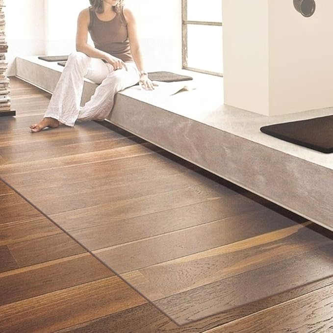 NECAUX Custom 48 x 100 Inch Frosted Table Cover Protector, 1.5mm Thick Wood Grain Transparent Table Pad Non-Slip Tablecloth Plastic Protective Pad for Dining Room Table Conference Table Meeting Table