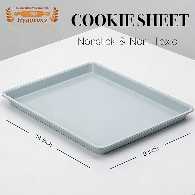 Ceramic Baking Sheet, Cookie Sheets for Baking 14x9", Non-Stick & Non-Toxic Ceramic Coating, 2.2mm Thick Aluminum Oven Trays for Cooking, PTFE & PFOA Free