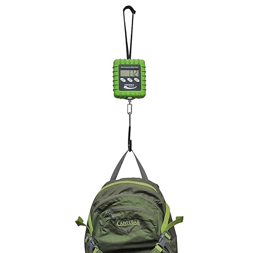 FEEDBACK SPORTS | Expedition Backpacking, Biking, Luggage 110lbs Capacity Digital Scale | Protective Rubber Exterior, Lbs/Kgs/Ounces/Grams/Decimal LCD Display | Batteries Included