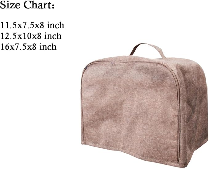 FLR Large 4 Slice Toaster Cover with Pockets, Can Hold Toaster Tongs and Knife, Dust-proof & Oil Proof, Fit Most Large Toasters. (Rice Coffee, 16' x 7.5' x 8')