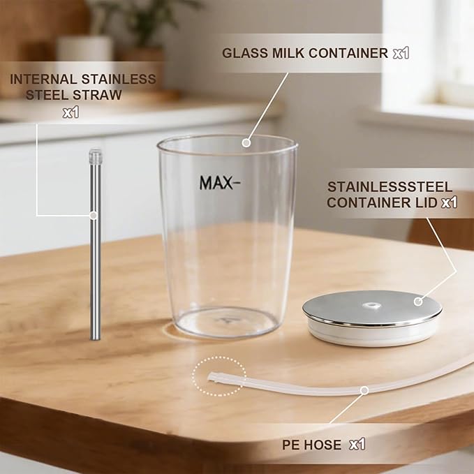 Glass Milk Container Compatible with Jura Coffee Machine models E8, S8, Z8, Z6,J6 (16.9oz)，Replaceable for 72570 Milk Container