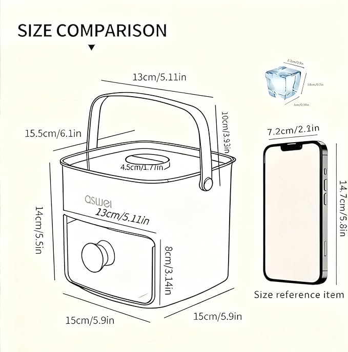 Mini Ice Cube Tray with Lid and Bin + ice cube maker with easy press lid
