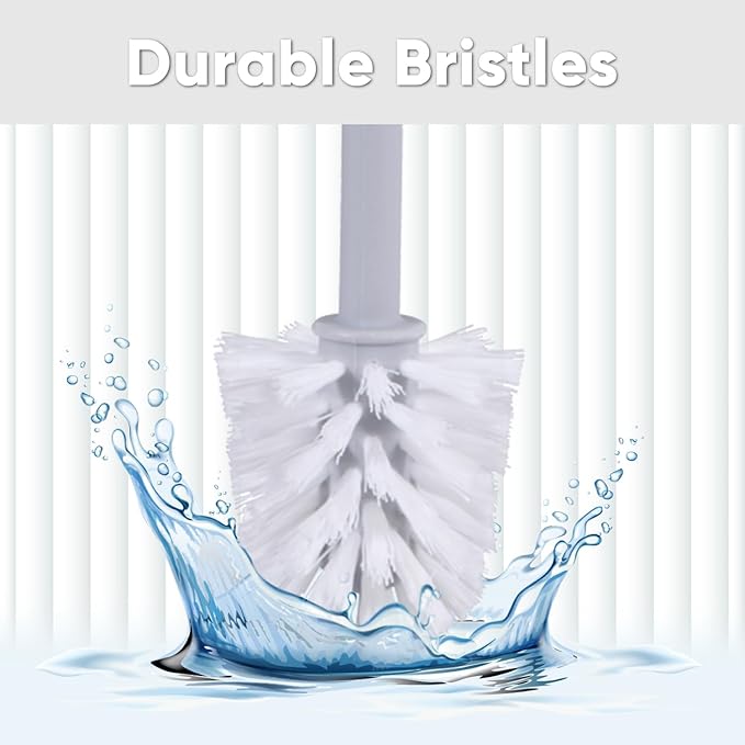 Superio Ribbed Collection - Eco-Friendly Decorative Plastic Toilet Bowl Brush and Holder Set, (1 Pack) Cleaner Scrubber for Bathroom