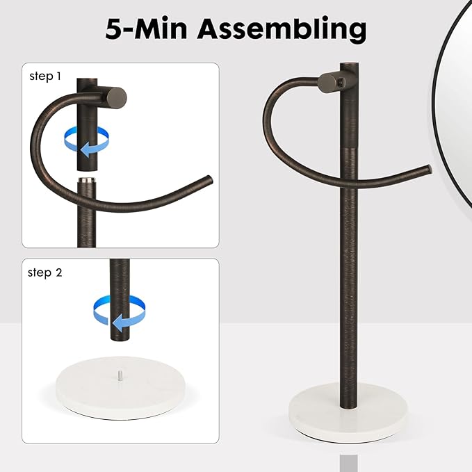 19 inch Oil Rubbed Bronze Hand Towel Holder Stand,Hand Towel Bar,Bathroom Vanity Countertop Towel Holder Free Standing,Stainless Steel Towel Ring Hardware Accessories Towel Rack
