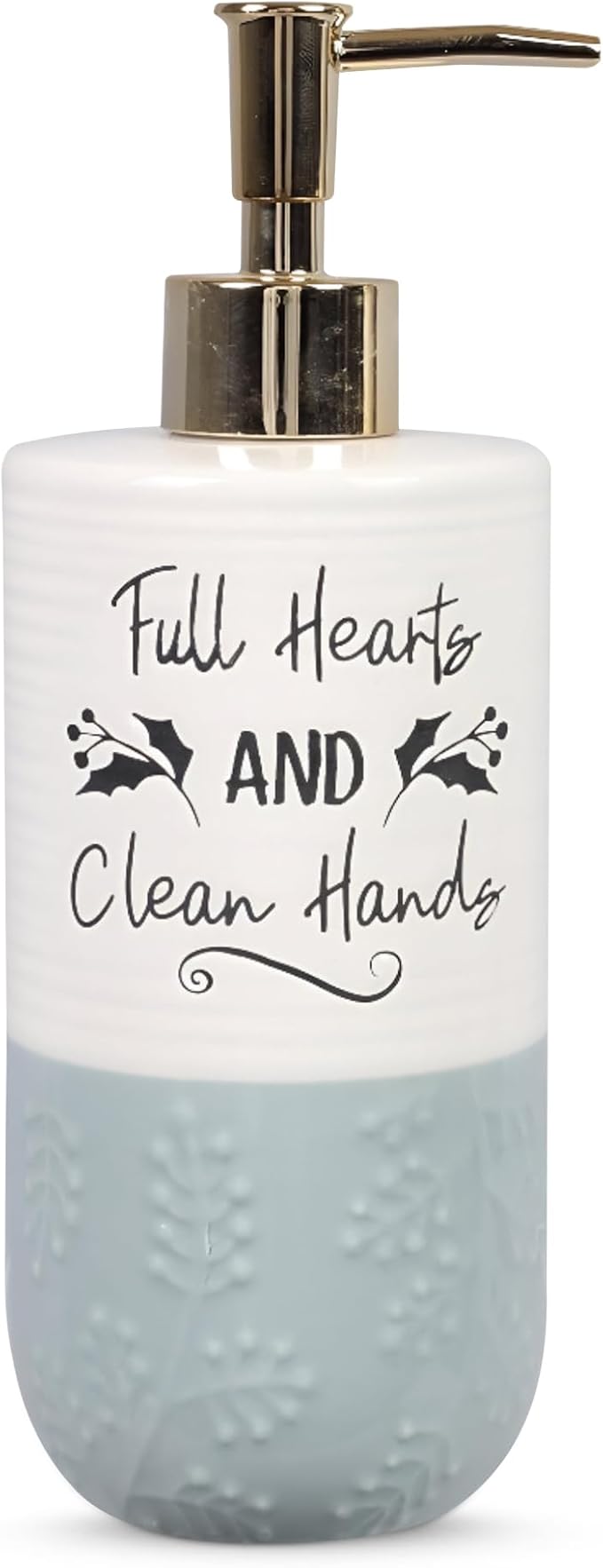 Young's Inc. Ceramic Soap Dispenser Pump, White Winter Lotion Pump Dispenser for Bathroom Decor Kitchen, Liquid Soap Lotion Pump Bottle