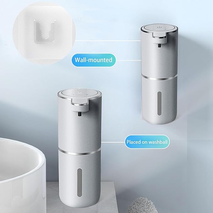 Automatic Liquid Soap Dispenser,Touchless Hand Soap Dispenser USB Rechargeabled Dispenser Electric,Wall Mounted 4 Levels Adjustable Dispenser Pump for Bathroom Kitchen Dish Soap Gray