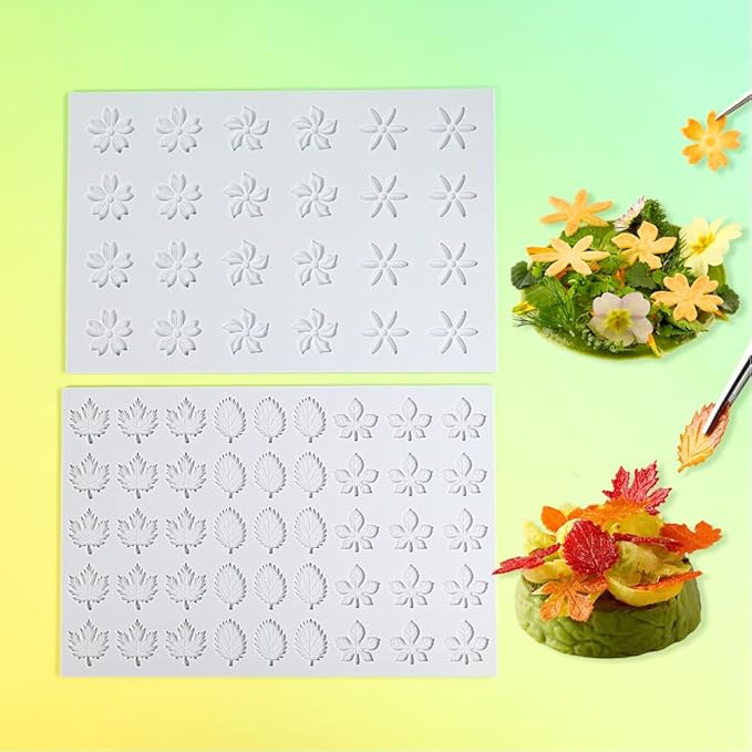 Hollow 3D Leaf Tuille Lace Silicone Cake Moulds, Molds Silicone Baking Fondant Tuile Molds, Polymer Clay Mold for Baking, Clay, Resin, Sugar Craft, Dessert Cake Decoration (1pcs Flower Candy Mold)