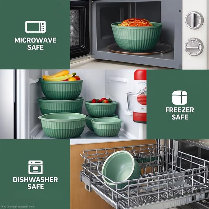 Mixing Bowls with Lids, 8-Piece Airtight Leak-Proof Nesting BPA-Free Bowl Set for Kitchen & Food Storage, Large 4200ml Capacity, Microwave & Dishwasher Safe