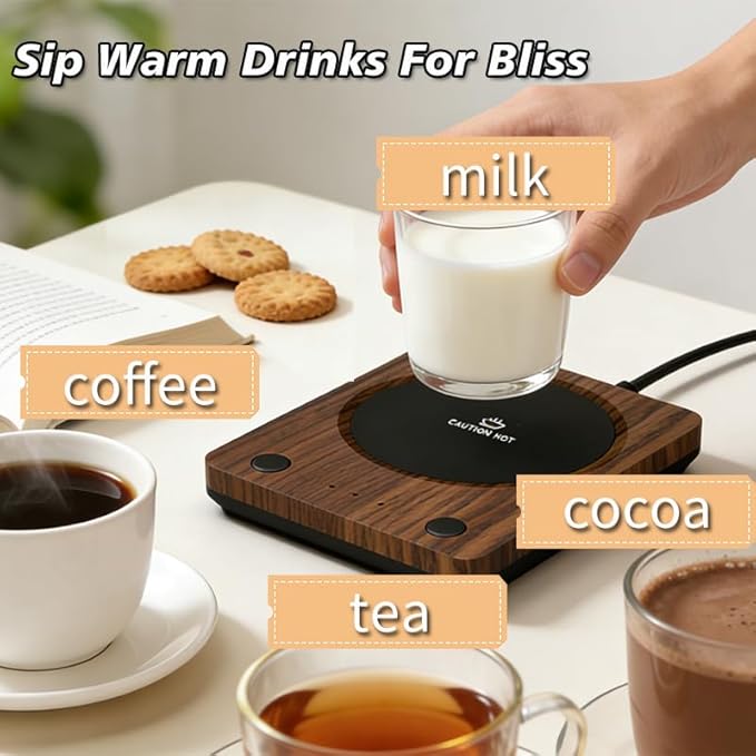 SEALON SLM02 Electric Coffee Mug Warmer - 3-Temperature Desk Cup Warmer with Auto Shut-Off (4 Hours) for Heating Coffee, Tea, Milk & Beverages