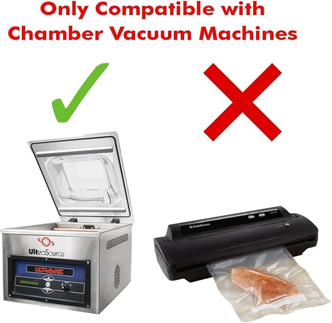 UltraSource - Chamber Machine Pouches 3 Mil Thickness, 7" x 9", Pack of 250 Vacuum Chamber Pouches, BPA-Free Pre-Cut Chamber Vacuum Sealer Bags with tear notch
