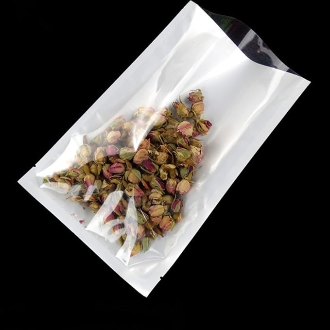 PABCK 1000 Pack 2.4x3.5 inch (Usable Size 2x3.1 inch) White Front Clear Open Top 2.8mil Plastic Vacuum Pouch Heat Sealable Bags for Food Storage Packets Mini Sample with Tear Notches