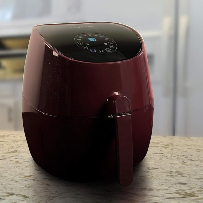 MegaChef 3.5 Quart Airfryer And Multicooker With 7 Pre-programmed Settings in Burgundy