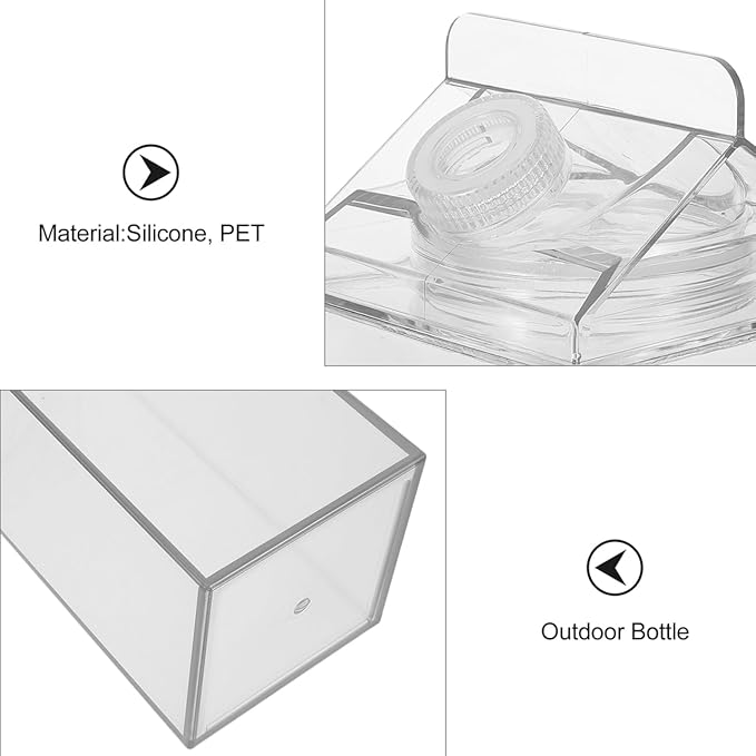 Leakproof Milk Carton Water Bottle 16Oz Reusable Portable Juice Bottle Lightweight Clear Plastic Sports for Hiking Camping Gym Outdoor