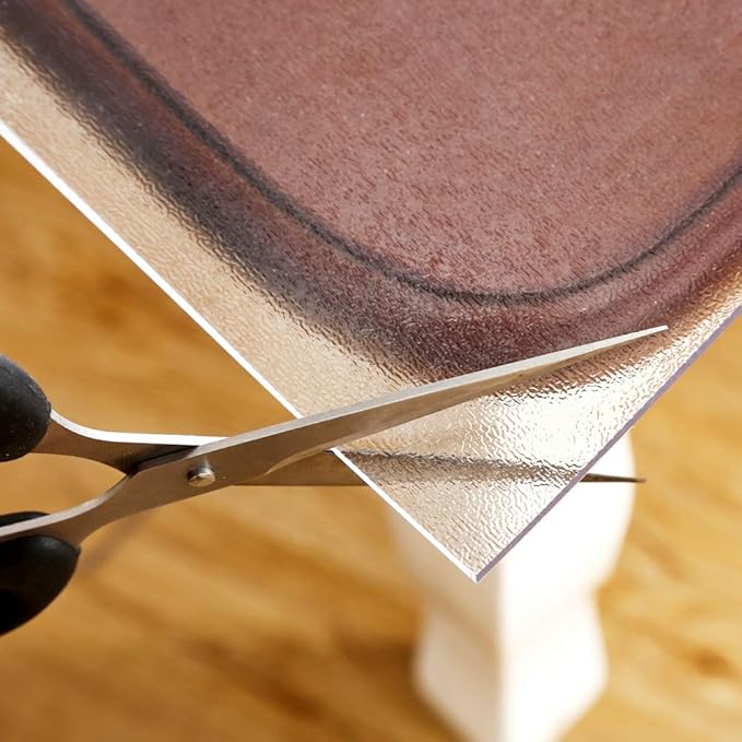 NECAUX Custom 24 x 35.5 Inch Clear Desk Cover Protector, 1.5mm Thick Plastic Desk Pad, Clear Desk Protector, Desk Mat on top of Desk, Decorative Table Protector for Writing Desk, Vanity Table